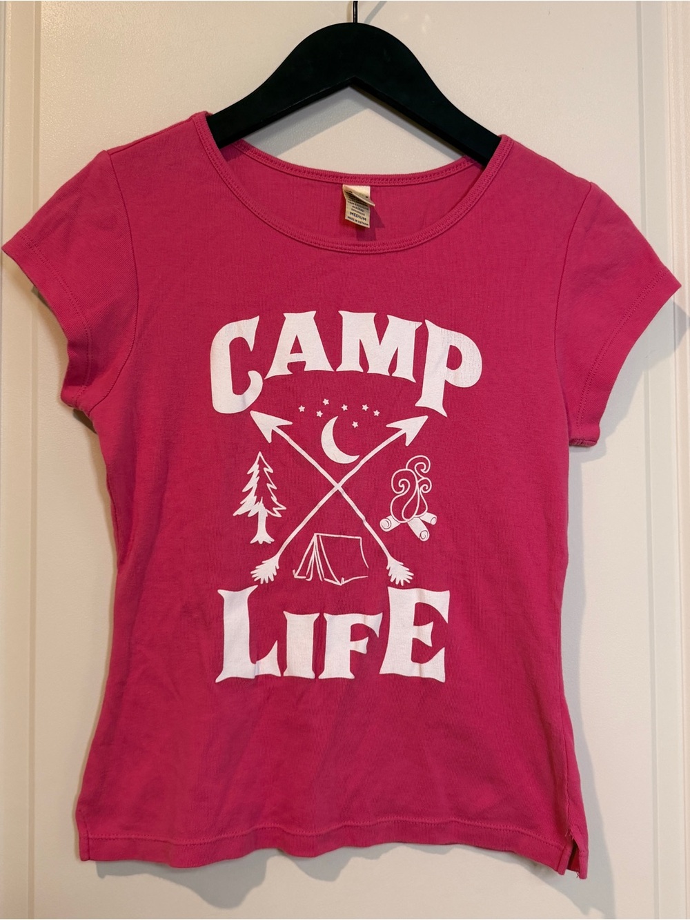 Kavio Raspberry Pink Y2K 'Camp Life' Graphic Short Sleeve Tee